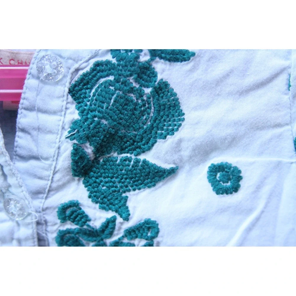 Pink Chicken White Embroidered Dress Girls 4Y Long Sleeve Casual‎